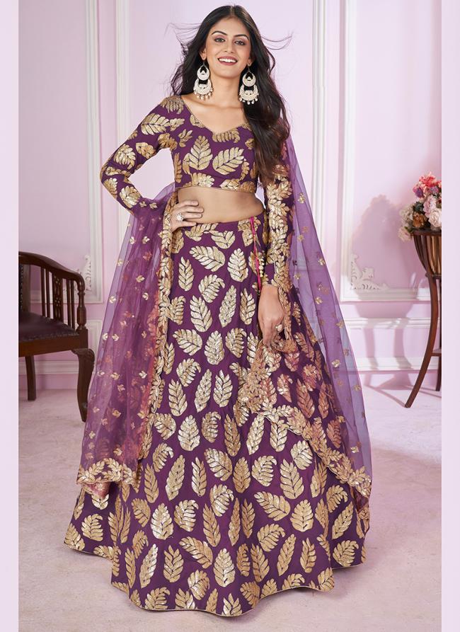 Soft Net Purple Wedding Wear Sequins Work Lehenga Choli